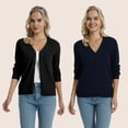 thumbnail image 6 of QUALFORT Women's 100% Cotton Lightweight Button-Front Cardigan Sweater, V-Neck Long Sleeve Knit,Green M, 6 of 8