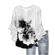 thumbnail image 2 of Tejiojio Women's Casual Printed Top Lace Trim V-Neck 3/4 Sleeves Button Down Fashionable Daily Wear, 2 of 6