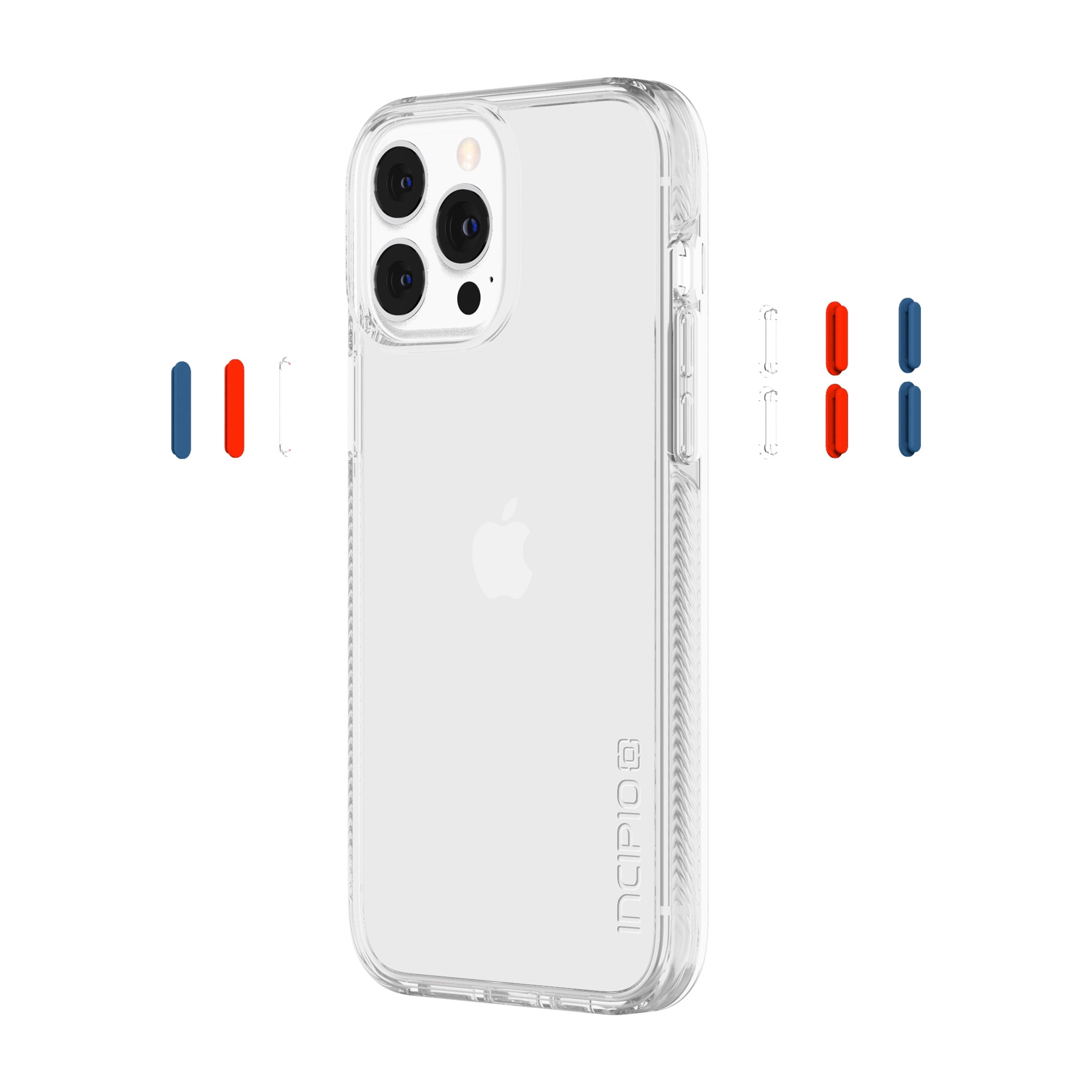 Incipio DualPro Fusion for iPhone 13 Pro Max - Clear/Clear with Dark Denim & Coral Pink Buttons