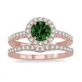 thumbnail image 2 of Classic 1.50 Carat Round Emerald and Diamond Halo Bridal Ring Set in 14k Rose Gold affordable emerald & diamond engagement ring, 2 of 2