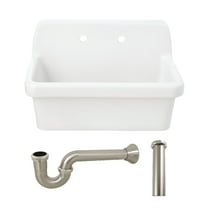 Kingston Brass KGPKWS3019188 Doriteal 30-Inch Ceramic Single Bowl Wall Mount Kitchen Sink with Strainer in White/Brushed Nickel