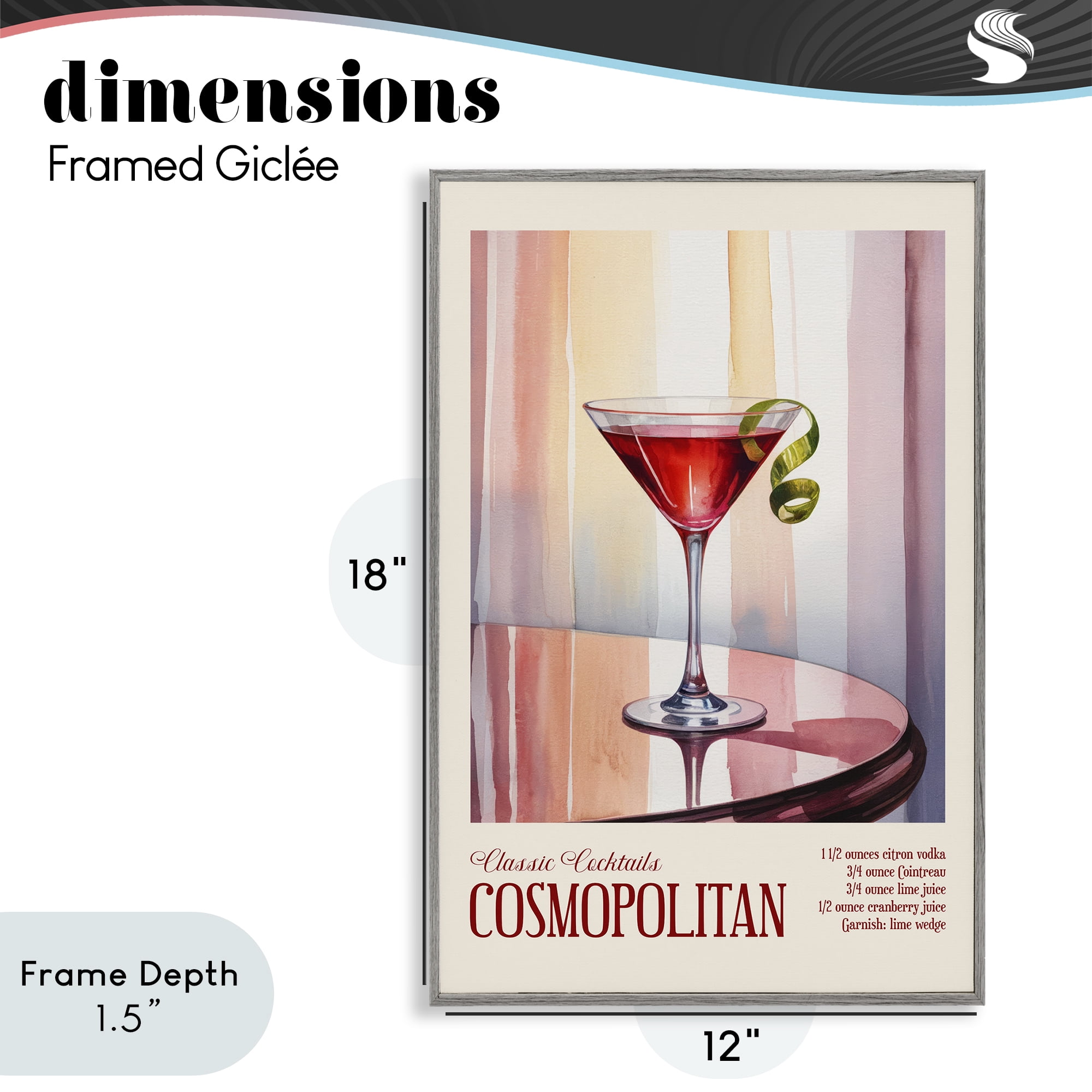 Stupell Industries Cosmopolitan on Reflective Table Gray Framed Giclee Art, design by Andreas Magnusson