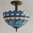 thumbnail image 2 of Kiven 11.8in Flush Mount Ceiling Light Fixture Dimmable, 2-Light Anti Glare Close to Ceiling Light with 15FT Plug-in Cord, Tiffany-Style Glass Chandelier for Bedroom Kitchen Hallway(No.3193), 2 of 7