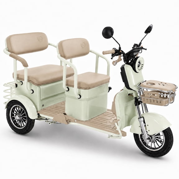 Nomigo mobility scooter All-Terrain 3-Wheel Electric Mobility Scooter - 750W 60V/20AH, 25-Mile Range, 3-Seat Family Trike with Front Basket & Rear Storage Box