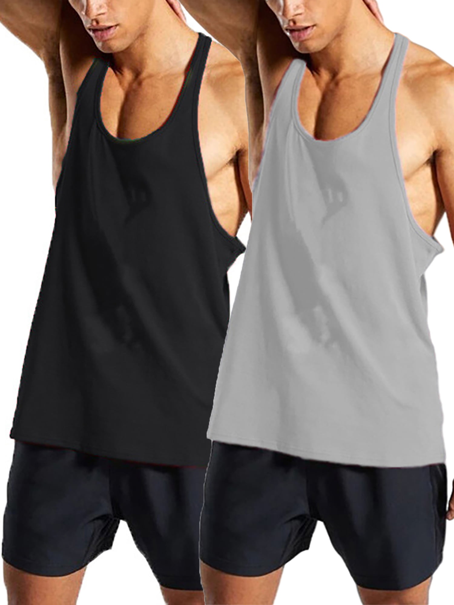 Mens Cotton Workout Tank Tops Dry Fit Gym Bodybuilding Training Fitness Sleeveless Muscle T Shirts