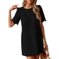 thumbnail image 2 of Admvng Dresses Women Eyelet Lace Round Neck Short Sleeve Casual Summer Mini Shift Dress, 2 of 5