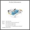 thumbnail image 5 of Gem Stone King 1.32 Cttw Round Swiss Blue Topaz and Lab Grown Diamond 925 Silver and 10K Yellow Gold  Two Stone Crossover Ring for Women (Size 7), 5 of 5
