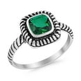 thumbnail image 2 of Princess Cut Oxidized Design Green Emerald CZ Ring 925 Sterling Silver Size 6, 2 of 6