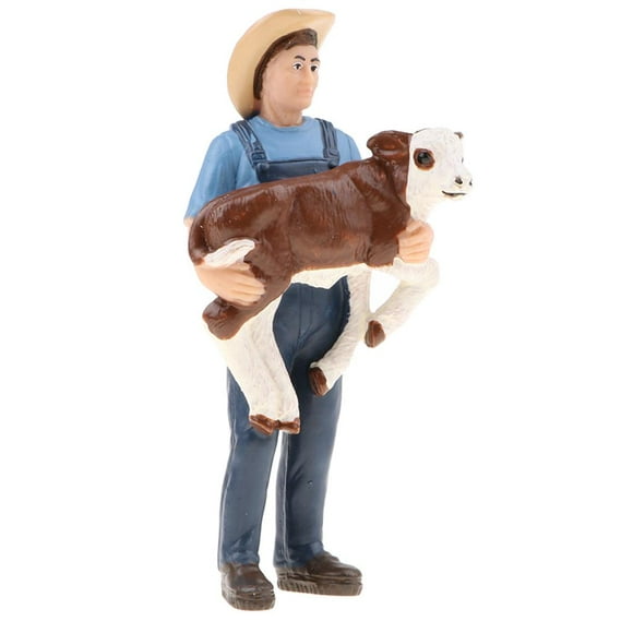 Children' Realistic Figure Farmer Model with Domestic Animals Gift for , Farmer with a