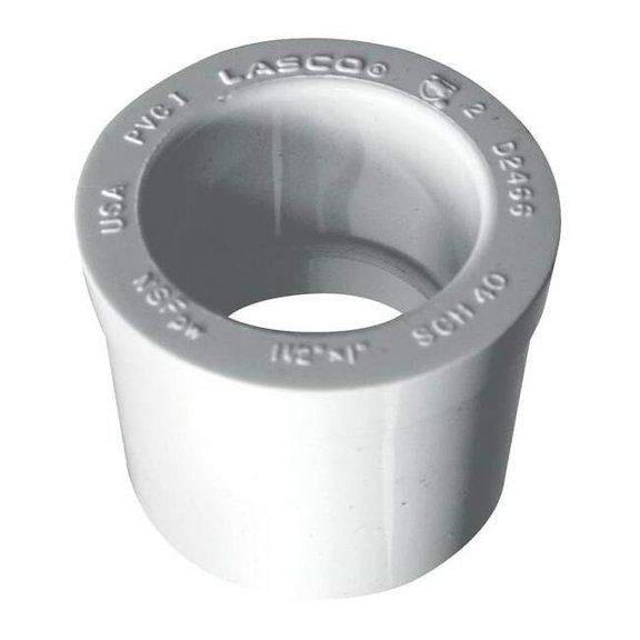 PVC Reducing Bushing, Spigot x Socket, 1 1/2 in x 1 1/4 in Pipe Size