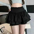 thumbnail image 6 of BUYISI Girls Fluffy Short Skirt Elastic High Waist Built In Shorts Double Layer Ruffle Black L, 6 of 9