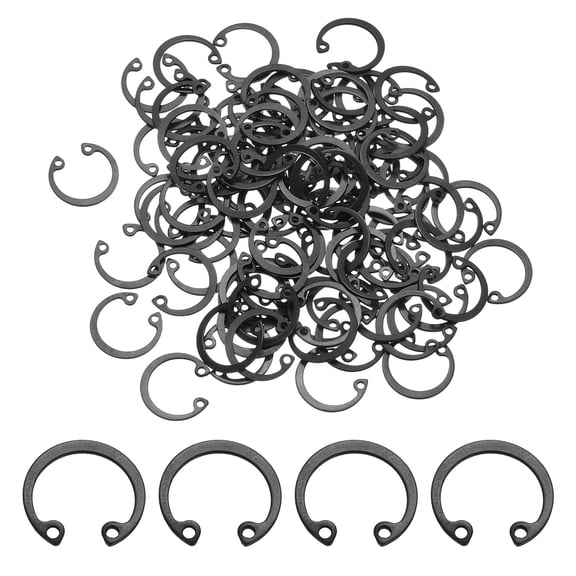 100 Pack 21/32"(17mm) Retaining Ring Circlip, Snap Rings C-Clips, Black