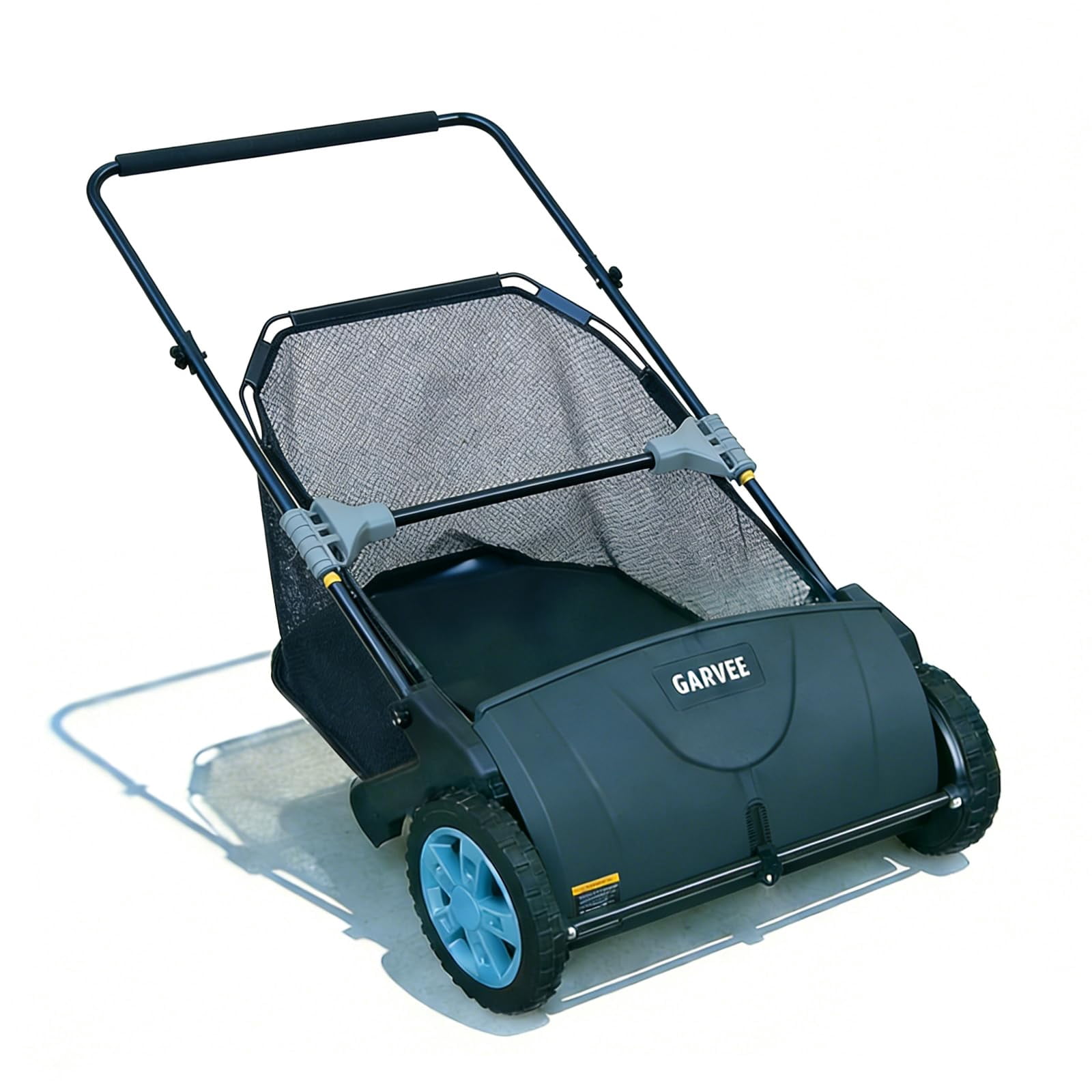 Push Lawn Sweeper 21-Inch – Manual Yard Sweeper with 3.5 Cu. Ft. Mesh Hopper, Dual Spinning Brushes, Steel Frame Leaf & Grass Collector for Lawn and Garden Cleanup
