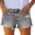 thumbnail image 3 of VBVC Women's Ripped Cutoff Denim Shorts , High Waisted Distressed Jean Shorts For Women,Ladies' Frayed Hem Summer Shorts with Pockets,Gray,S-2XL, 3 of 10
