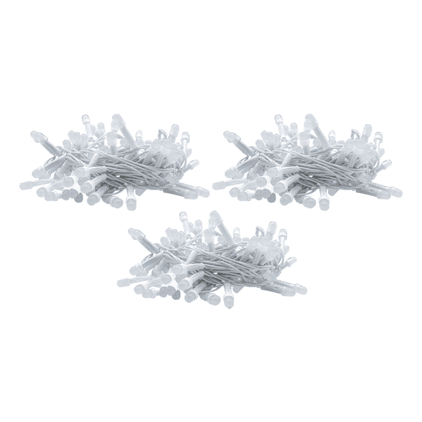 Cascada Navideña Decorativa Importadora La Merced Luz LED Blanco 300 Focos 8 Funciones Cable Blanco 6 m Paquete 3 Pz