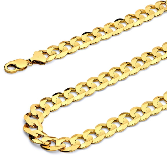 Wellingsale 14k Yellow Gold Polished Solid 14mm Cuban Concaved Curb Chain Bracelet - 9"