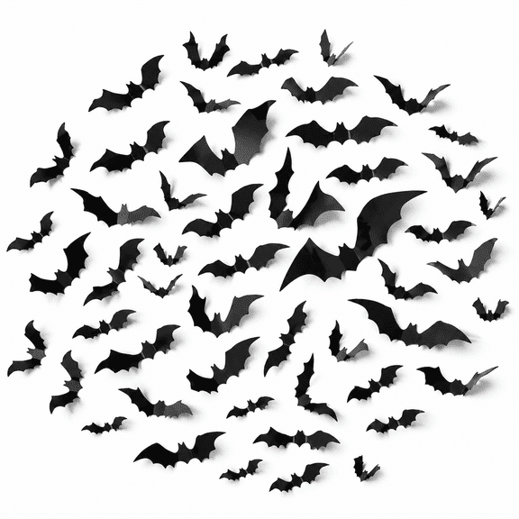 Halloween Wall Decor, 60PCS 3D Black Bat Decorations, Realistic Halloween Bats Decoration Stickers for Indoor Walls, Party Supplies and Home DIY Decoration