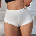 thumbnail image 3 of High Waisted Underwear for Women, Lace Trim Full Coverage Ladies Panties Stretch Briefs Sleepwear, White, X-Large, 3 of 8
