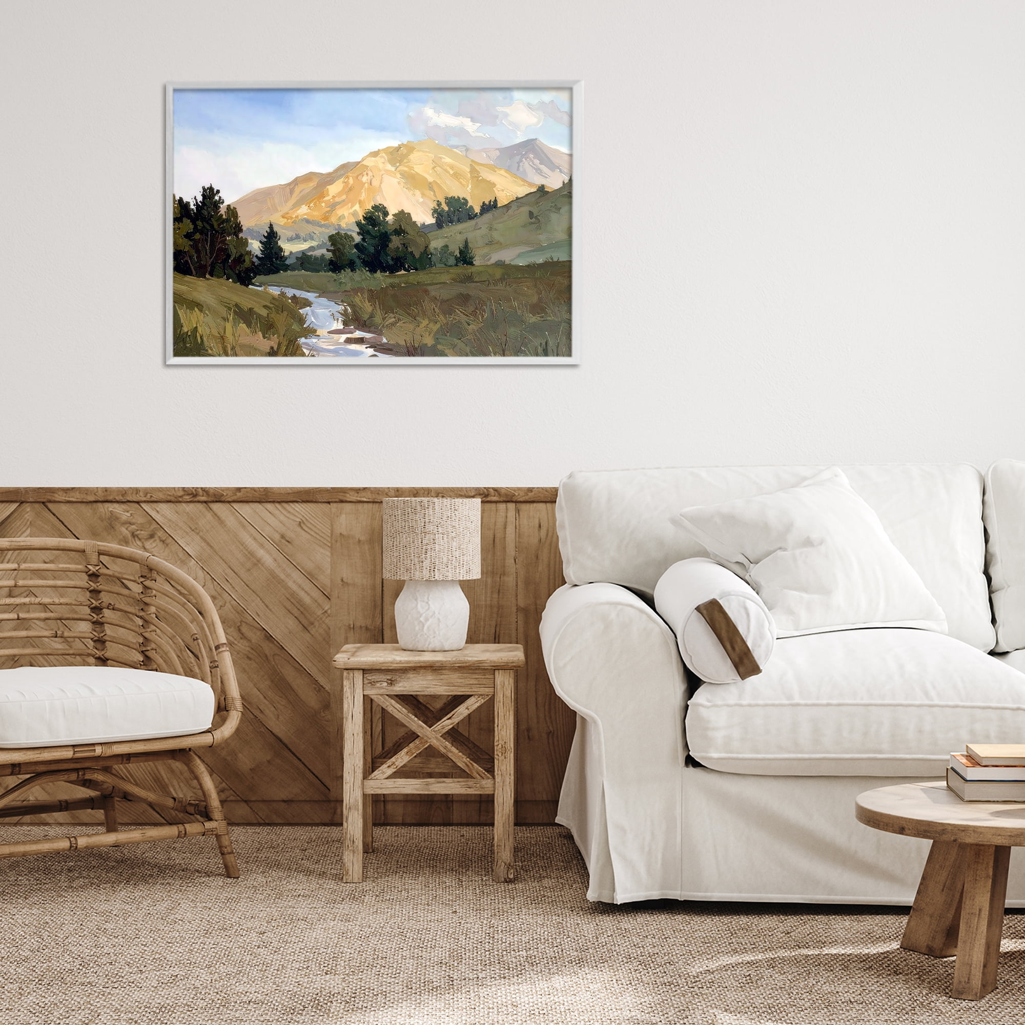 Stupell Industries Mountain Divide Valley White Framed Giclee Art, design by Alonza Saunders