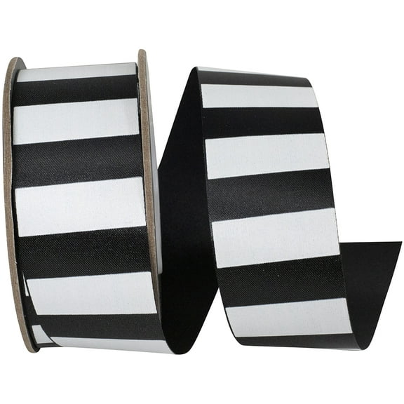 Reliant Ribbon - 0974-984-09J, Ribbon, Black/white, 1-3/8 Inch, 25 Yards