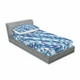thumbnail image 3 of Ambesonne Retro Fitted Sheet & Pillow Sham Set, Vintage Mosaics Squares, Full, Pale Blue Dark Blue, 3 of 3