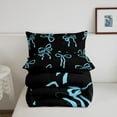 thumbnail image 5 of Erosebridal Fashion Ribbon Bedding Twin Comforter Set, Black Blue Down Comforter, Cartoon Bowknot Reversible Comforters & Duvets, Microfiber Room Decorative, 2-Piece, 5 of 8
