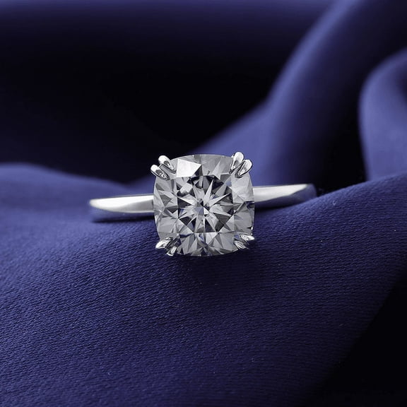 Eclet Jewels Brilliant 2 Ct Round Cut Diamond Ring - 14K White Gold Plated Diamond Ring for Her - Solitaire with Accent Diamond Rings for Women's - Engagement Wedding Diamond Rings for Women's