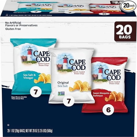 Pack of 1 Cape Cod Variety Pack Chips, 20 Count 1 Oz