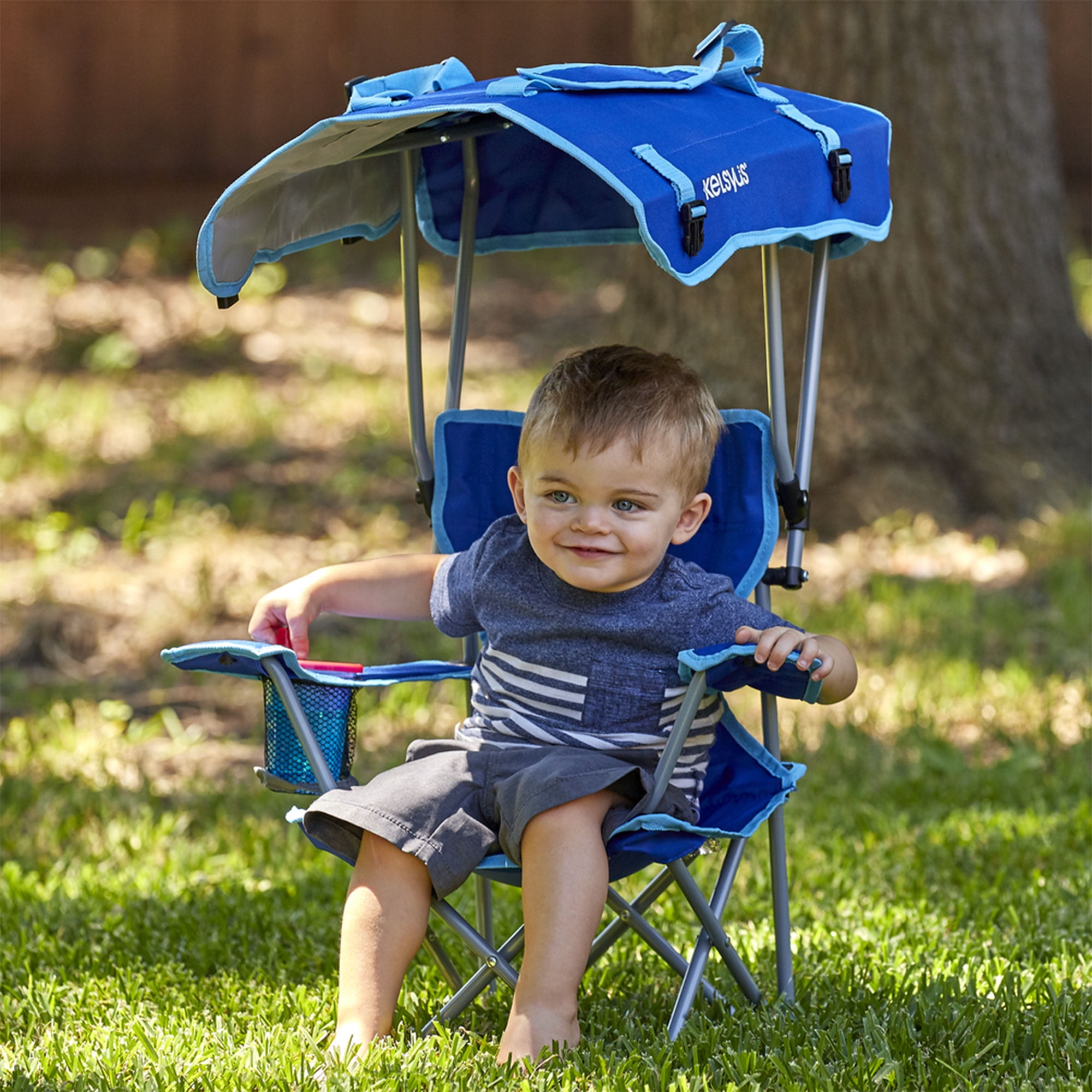 Kelsyus Kids Original Canopy Folding Backpack Lounge Chair Blue80316 