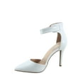 thumbnail image 2 of Young-2 Women's Patent Pointy Toe Ankle Strap Zipper Stiletto Pumps Shoes (White, 6), 2 of 2