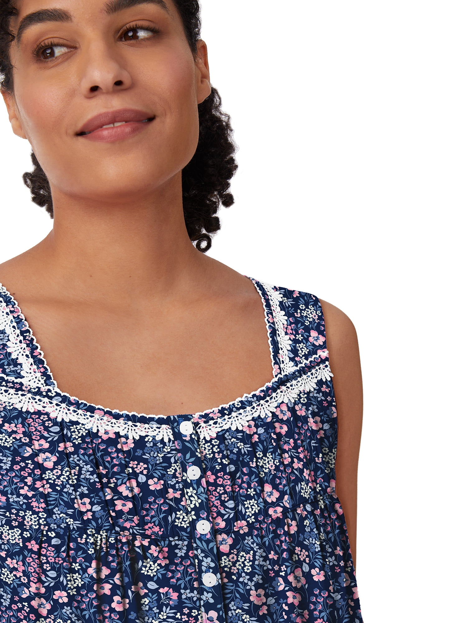 Aria Women's 100% Cotton Sleeveless 40" Nightgown, Sizes XS-5X