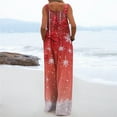 thumbnail image 4 of Women's Christmas Print Wide-Leg Strapless Tank Jumpsuit, Casual Style with Pockets, Red, Size XL, 4 of 6