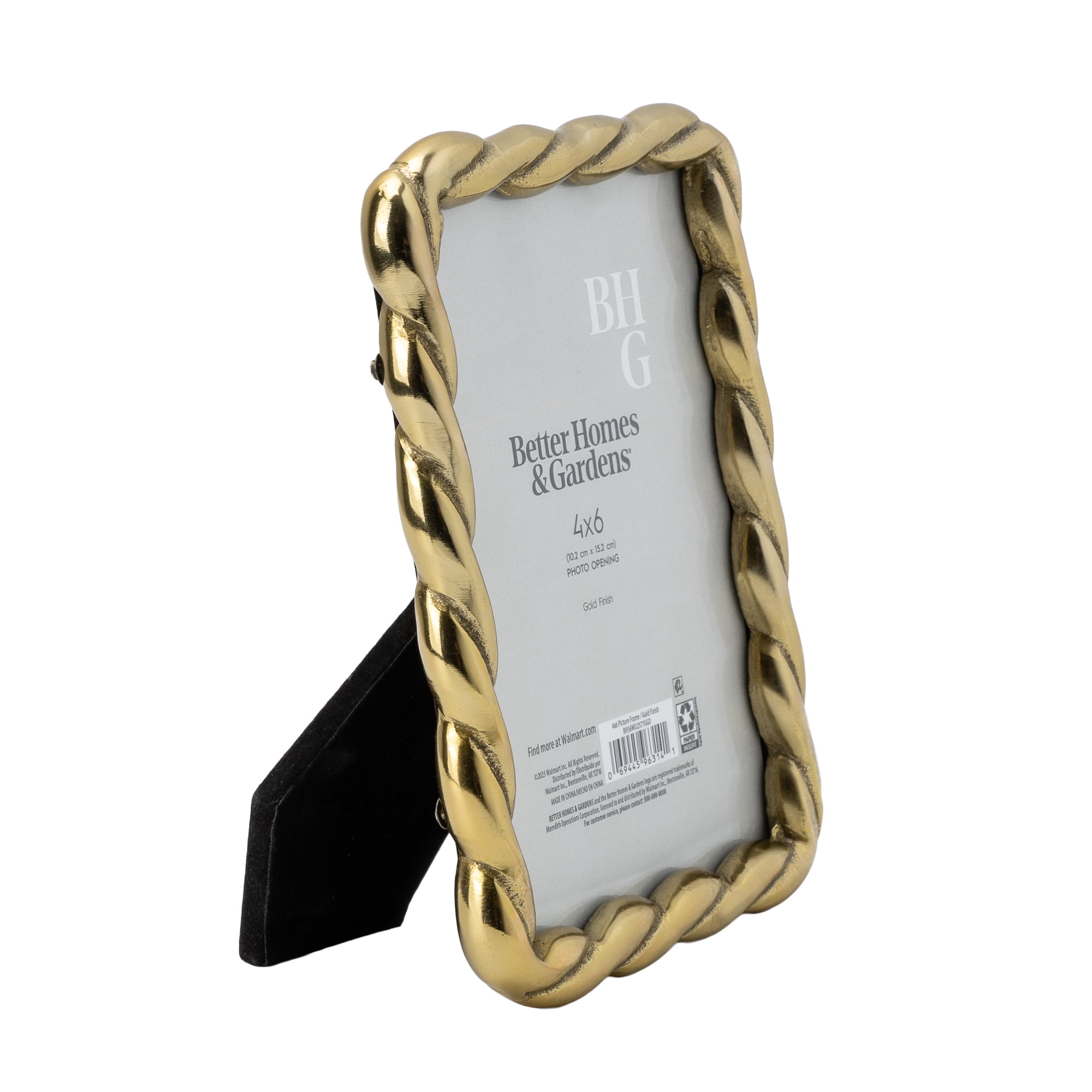 Better Homes & Gardens 4x6 Picture Frame – Gold Rope Metal Tabletop Photo Frame