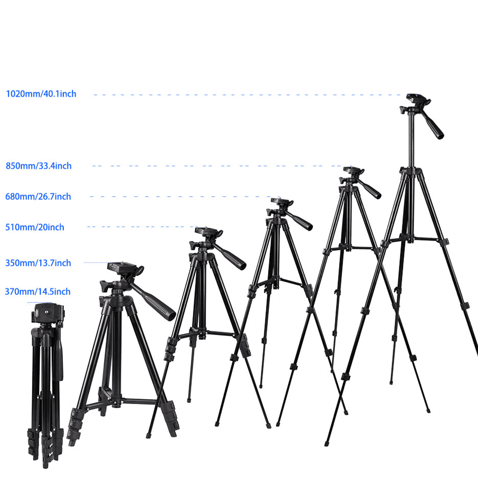 Ralshow Camera Tripod 41-inch Aluminum Tripod for Camera/Smartphone/GoPro/Projector, Portable Telescopic Holder,  Adjustable Height, Lightweight Tripod