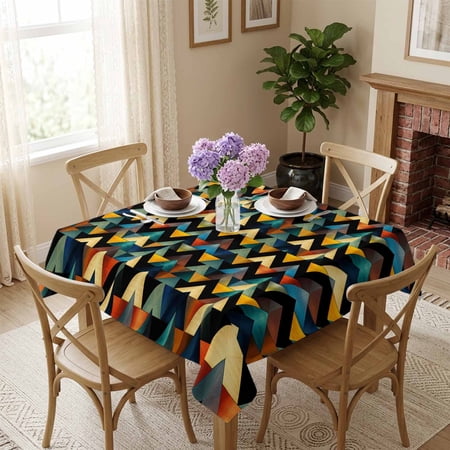 Ombre Triangle Square Tablecloth 60x60 Inch Modern Geometric Art Waterproof Polyester Tablecloth for Dining Table Washable Table Cover for Kitchen Dining Room Wedding Decoration Stain Resistant