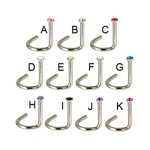 Jeweled Nose Screw, 18 Ga,Blue - G