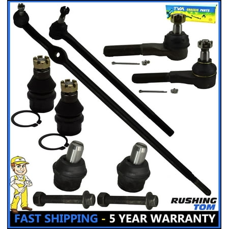 8Pc Upper & Lower Ball Joint Inner & Outer Tie Rod Kit Fits 87-96 Ford F150 (Best Lower Parts Kit Without Trigger)