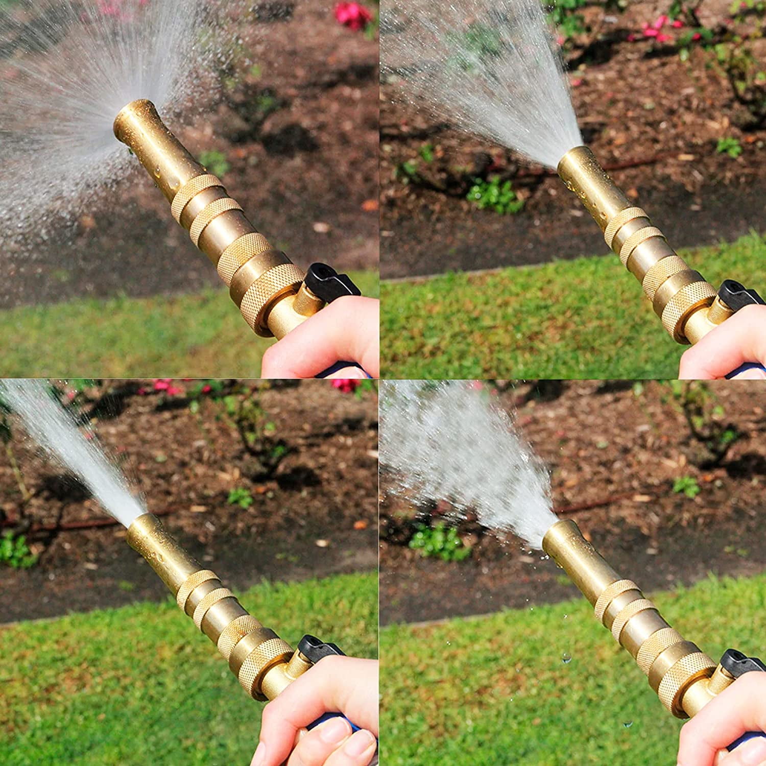 4 Inch Twist Hose Nozzle Solid Brass Jet Sprayer Quick Connect Fitting Bundle