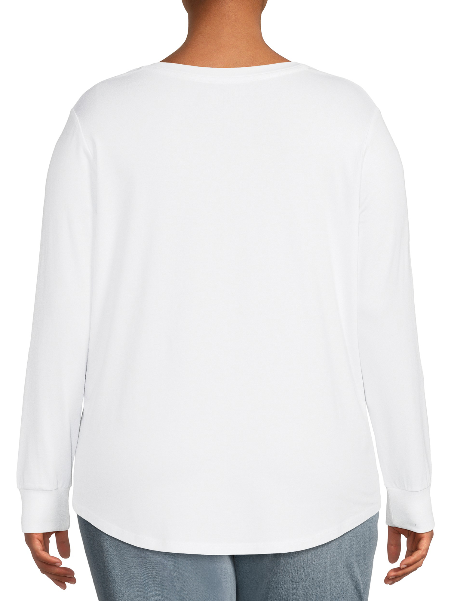 Terra & Sky Women's Plus Size V-Neck T-Shirt with Long Sleeves, 2-Pack