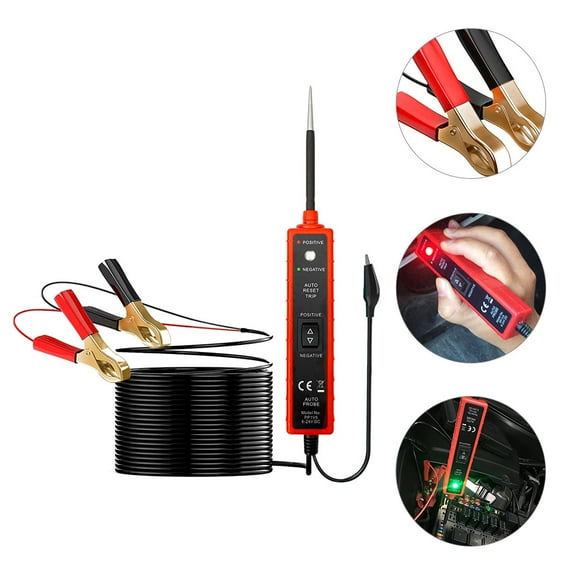 Worgeous Automotive Circuit Tester with Positive Negative Clips for Car Electrical Systems 624V
