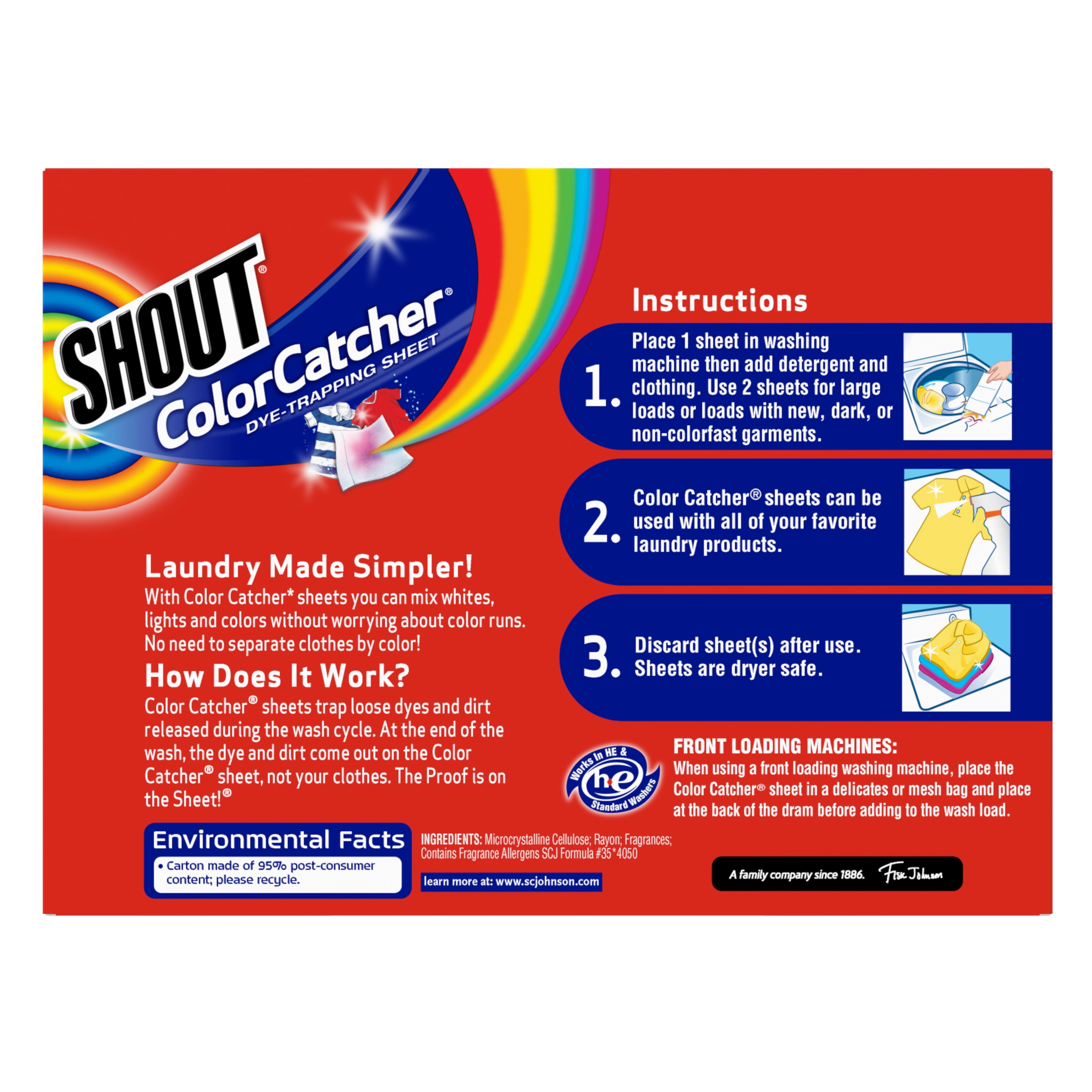 Shout Color Catcher, Dye-Trapping Sheets, 72 Sheets 