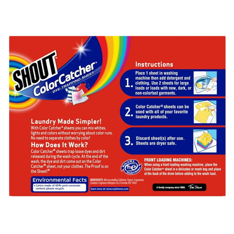 Shout ColorCatcher Dye-Trapping Sheet, In-Wash, Value Pack - 72 sheets