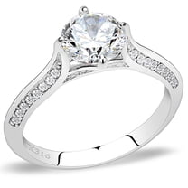 Luxe Jewelry Designs Women's Stainless Steel Pave Engagement Ring with Cubic Zirconia - Size 7 (Pack