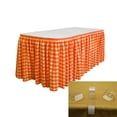 thumbnail image 1 of LA Linen Polyester Gingham Checkered Table Skirt 21-Foot by 29-Inch Long with 15 L-Clips, White and Orange, 1 of 4