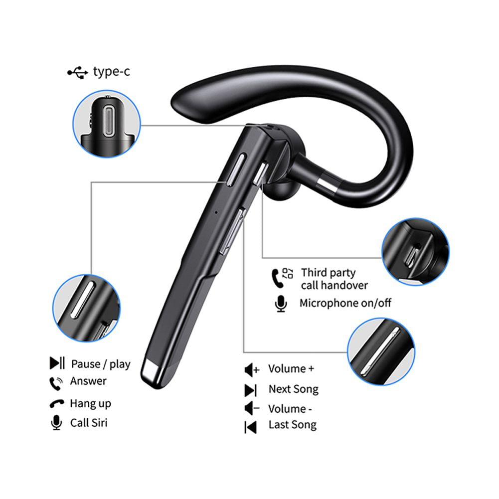 Wireless Earphones Built-in Dual Mic Noise Canceling Bluetooth 5.1 Earphone Earpiece with 500mAh Charging Case