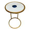 thumbnail image 4 of 20 Inch Round Side End Table- White Marble Top with Blue Agate Stone Inlay, 4 of 5