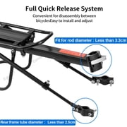 Rear Bike Rack, 115lbs 50KGS Bike Cargo Racks Frame Aluminum Alloy Universal Adjustable Cycling Equipment Stand Footstock Bicycle Luggage Carrier Bike Rack Rear with Reflector for 26-29 Frames