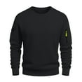 thumbnail image 5 of Men's Fleece Round Neck Pullover with Solid Color Hoodie, Casual Loose Fit for Everyday Wear, Sports, and Leisure Activities,Black,L, 5 of 6
