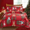thumbnail image 2 of Green Essen Christmas Quilt Sets Twin Size Reindeer Bedding Set Lovely Santa Claus Snowman Bedspread Lightweight Snowflake Elk Coverlet Bed Decor, 2 of 9