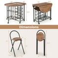 thumbnail image 3 of Costway 3 PCS Table à Manger Pliante et Ensemble de Chaises Pliable Drop Leaf Table pour Cuisine, 3 of 10